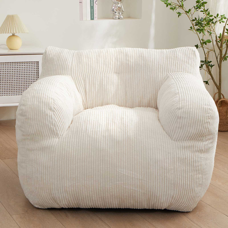 Fauteuil à billes moyen en velours côtelé, H 31 po x l 39,3 po x P 31,5 po, Velours côtelé beige