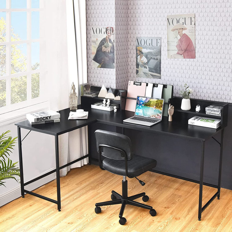Carolena L-Shaped Computer Desk, Black