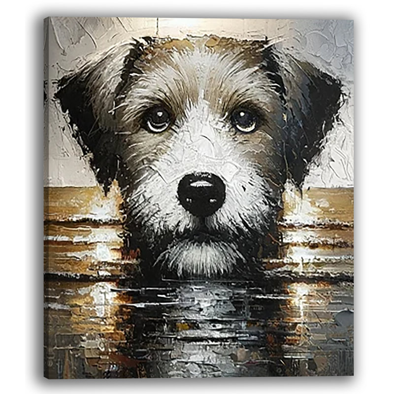"Portrait d'un chien texturé" sur toile, H 24 po x l 20 po x P 1,5 po