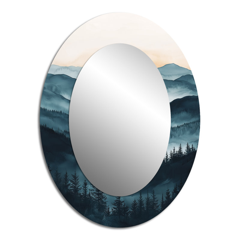 The Silent Ridge Into The Mountains Landscapes II - White Oval Wall Mirror Decor, 40" x 30"