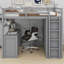 Lit mezzanine avec tiroirs, bureau et garde-robe-586314113