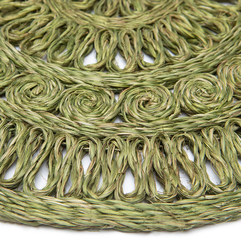 Circolo Abaca Abaca Geometric Round Placemat, Olive Green