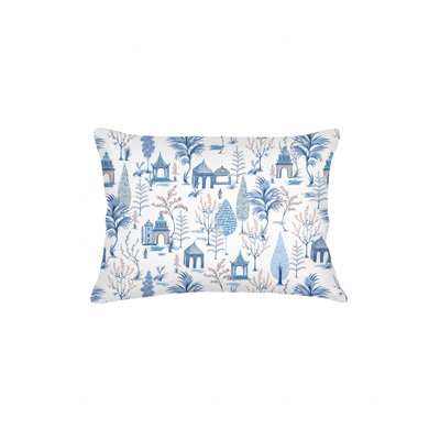 White Pagoda Charm Linen Pillow 14x20 Cover Only