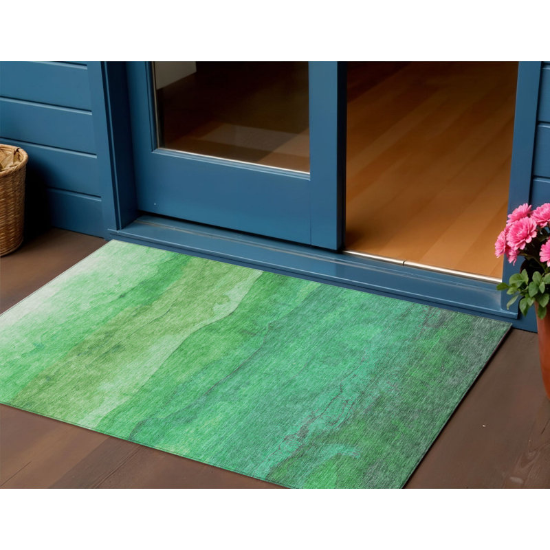Tapis extérieur lavable abstrait vert 3 pi x 5 pi vert et menthe