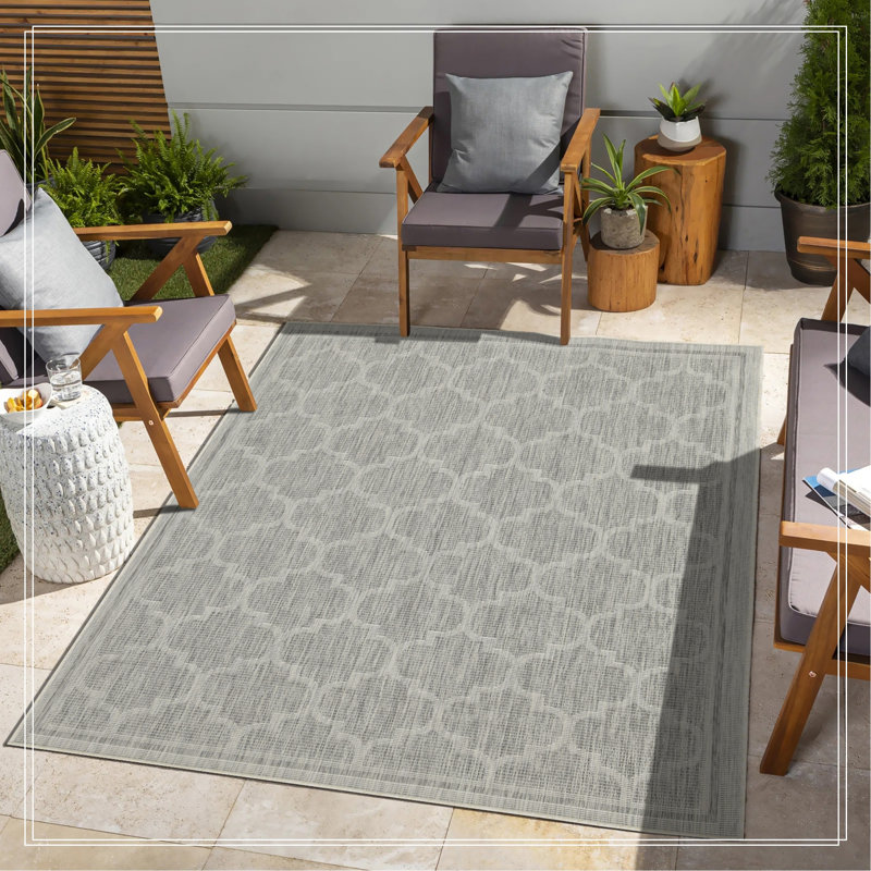 Tapis argenté intérieur / extérieur, Rectangle 7 pi 10 po x 10 pi 3 po