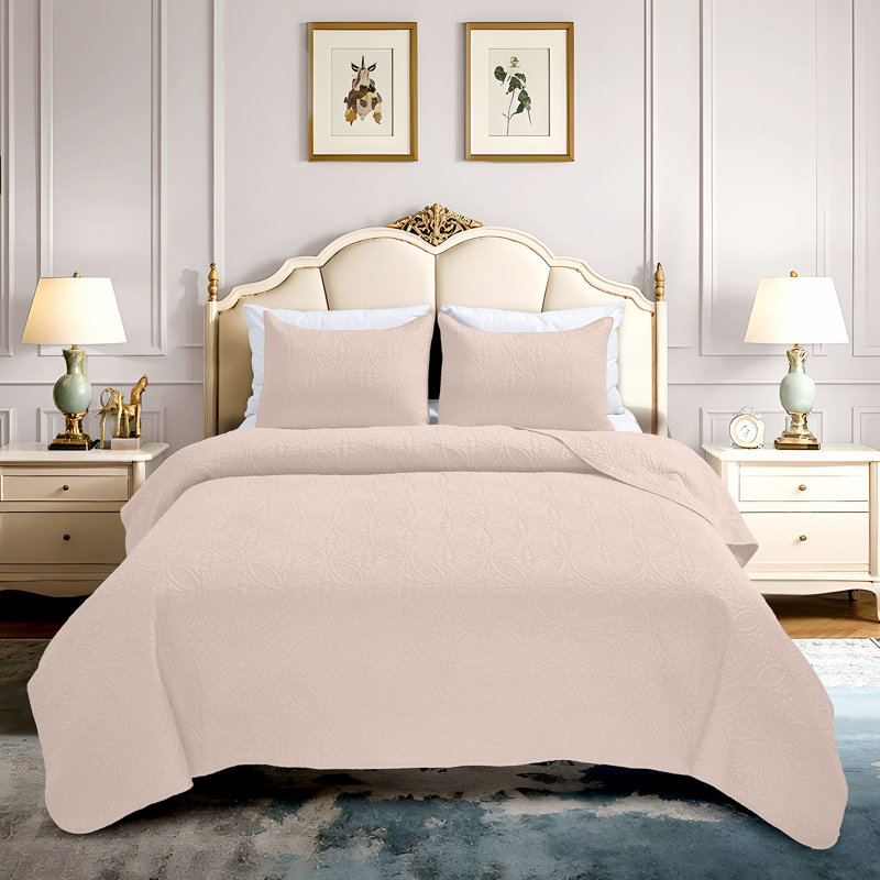 Ensemble de courtepointe en polyester , Courtepointe pour grand lit + 2 taies décoratives, Formes géométriques noires