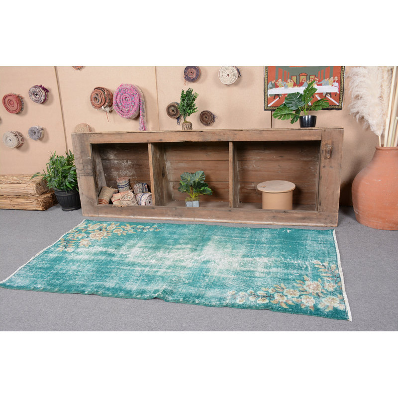 Tapis décoratif de 3 pi x 5,6 pi, tapis blancs tissés à la main, tapis orientaux, tapis rétro, tapis turcs