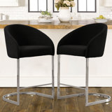 26" Upholstered Barrel Counter Height Bar Stool