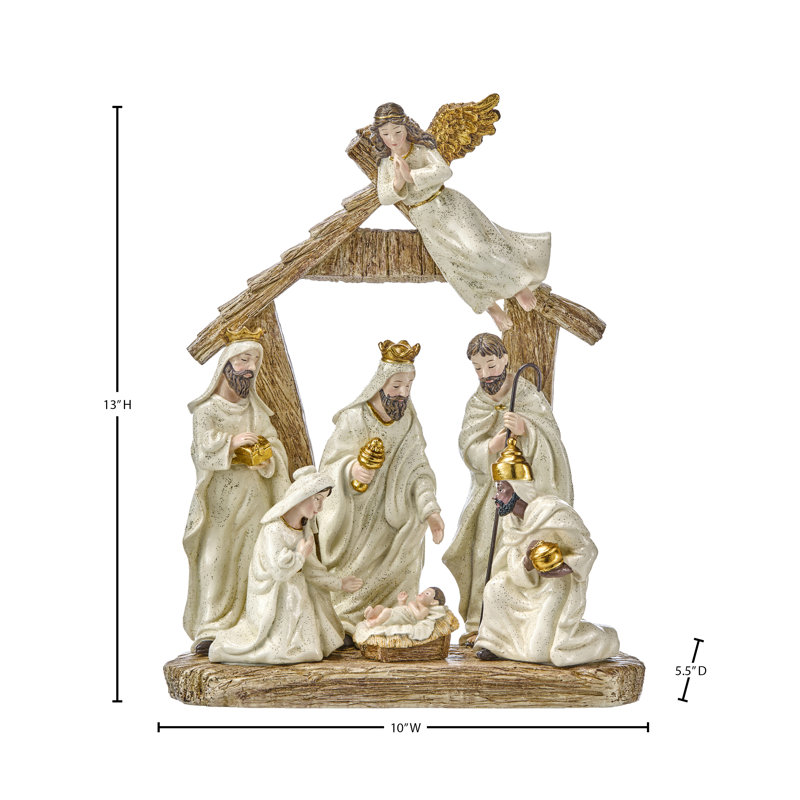 13" Resin Creche With Nativity