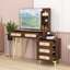 Meuble-lavabo 5 tiroirs avec miroir, éclairage réglable et tablettes de rangement-143038393