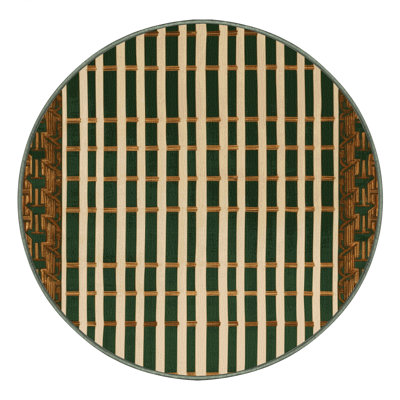 Machine Washable Art Deco Green Area Rug