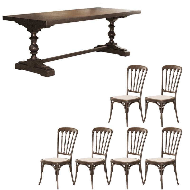 Ensemble de table de salle à manger en bois massif de style américain, H 29,5 po x L 70,8 po x l 31,4 po