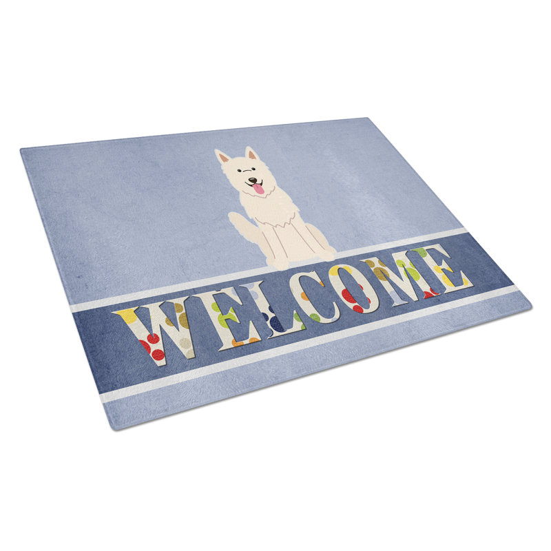 Planche à découper allemand en verre à caroline berger Welcome Dog