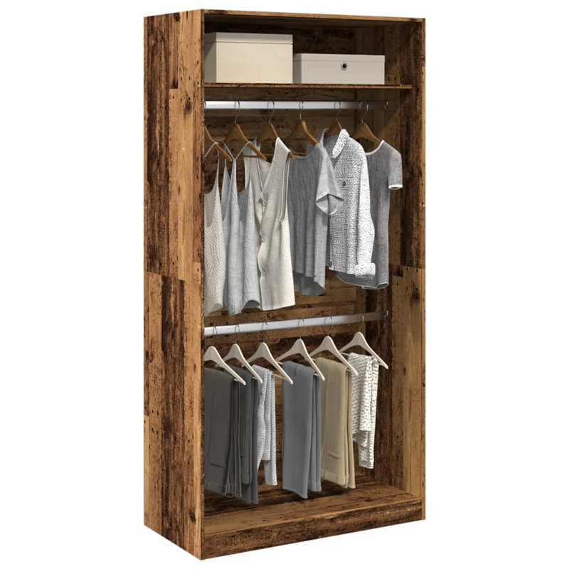 Artressia Manufactured Wood Wardrobe, 100 x 50 x 200 cm, Old Wood