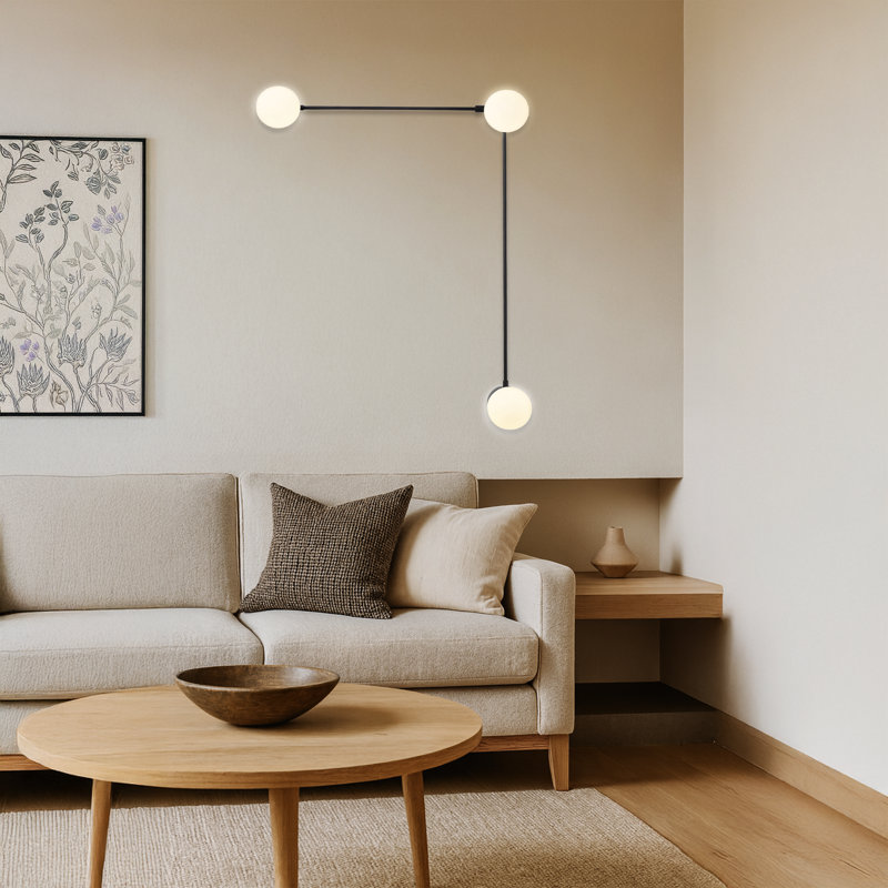 Applique murale en forme de L 3 lumières