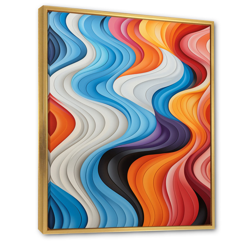 " Opt Art Chromatic Elixir VI ", Gold Floater Frame, 32" H x 24" W x 1" D