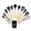 Ensemble de 12 ustensiles de cuisine en silicone, 11 ustensiles de cuisine en silicone antiadhésifs à poignée en bois avec 1 boîte de rangement, ensemble d'ustensiles de cuisine