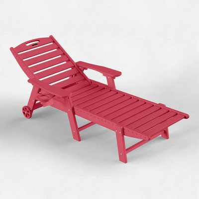Wood Texture Lounge Chaise Outdoor Pool Lounge Chair Swimming Reclining Outdoor Chaise Lounge With Wheels by Winston Porter