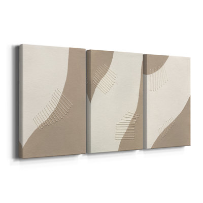 Neutral Stitches I  -Custom Wrapped Gallery Canvas - 3 Pieces