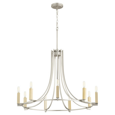 Lustre en roue de chariot à 9 lumières de style bougie Analie