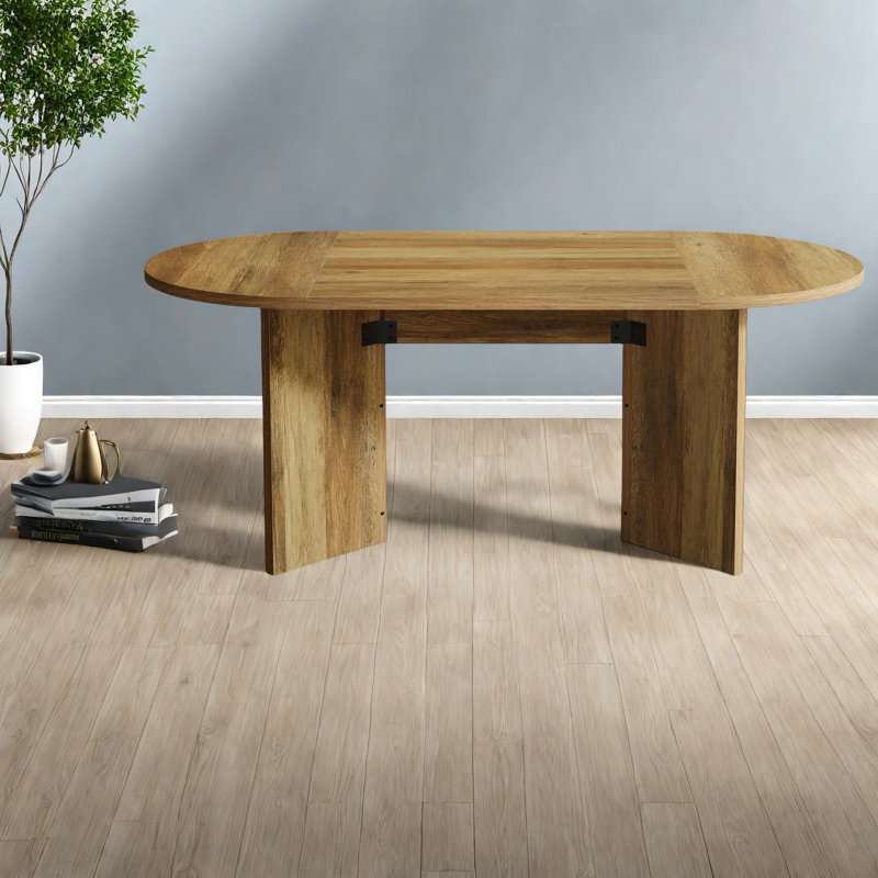 Table de salle à manger moderne brun, métal robuste en MDF, cuisine de ferme rustique