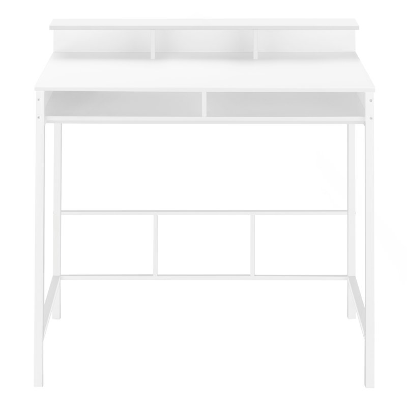 Bureau d'ordinateur, bureau personnel, debout, tablettes de rangement, L 48 po, travail, ordinateur portable, stratifié, métal, contemporain