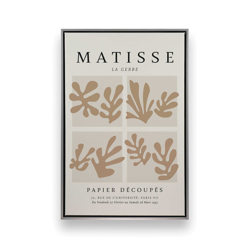 Matisse's La Gerbe Quartet en brun, Cadre flottant en chrome poli, H 12,75 po x l 8,75 po x P 1,75 po