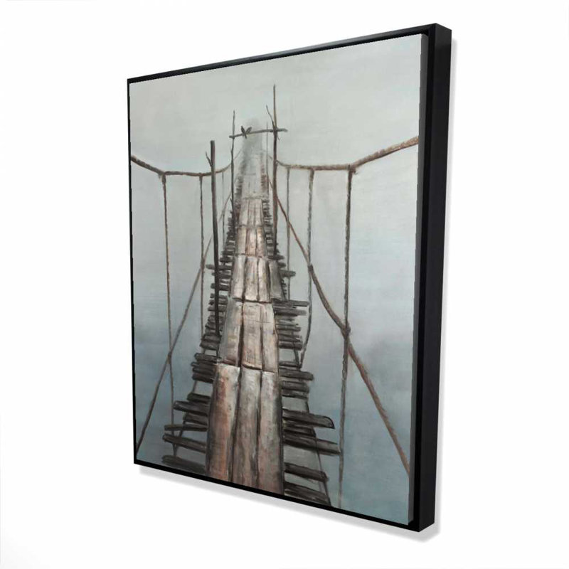 Old Abandoned Bridge - Gray Framed Canvas for Home Decor