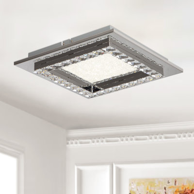 Plafonnier encastré carré en cristal 1 lumière DEL Mizer