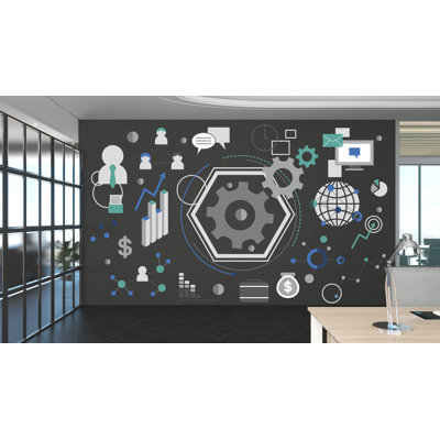 Décalcomanie murale, plan stratégique, travail d'équipe, autocollant de bureau de vente