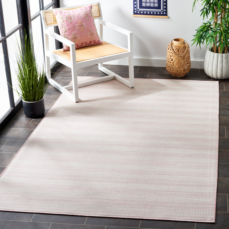 Tapis intérieur / extérieur rose clair Tressler, Rectangle 5 pi 1 po x 7 pi 6 po