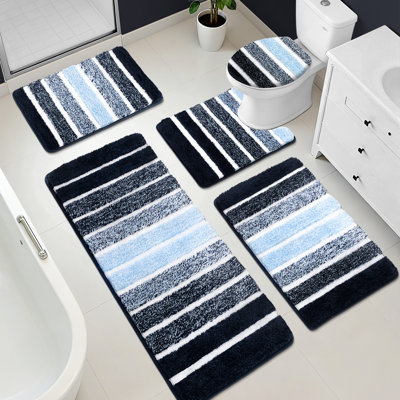 5 Piece Bath Mat Set with Non-Slip Backing and High Absorbency