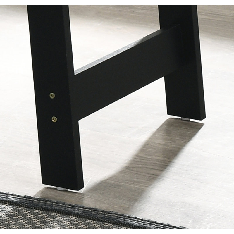 Table de bout de 19 po, plateau en marbre au fini noir pour un intérieur chic, glissières incluses