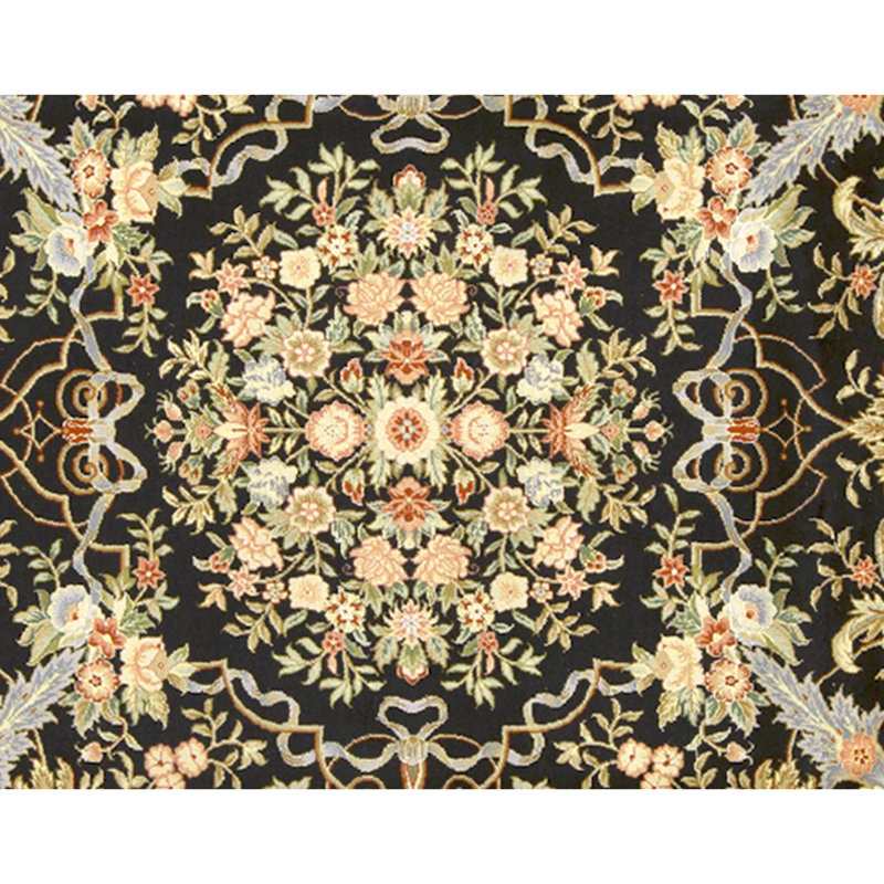 Hand Knotted Wool Area Rug in Black