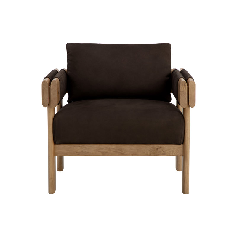Chaise longue en cuir fleur 34 po, Cuir véritable noir