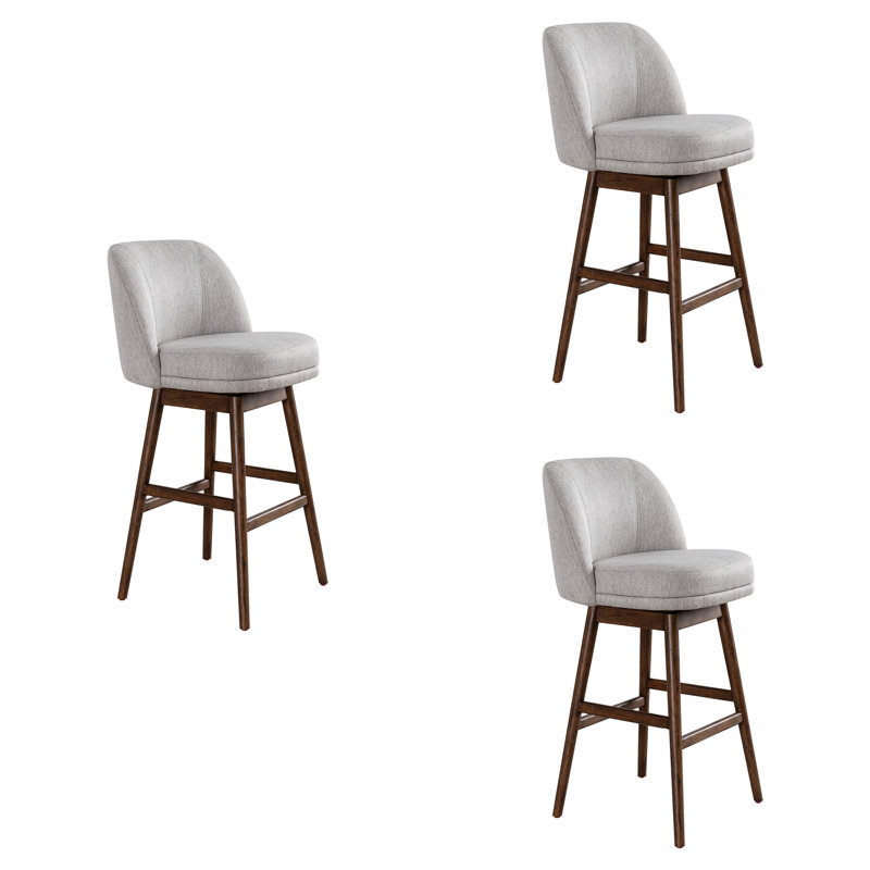 Tabouret de bar rembourré Watkin, Bois délavé, Tabouret de bar (hauteur du siège de 30,5 po), 3