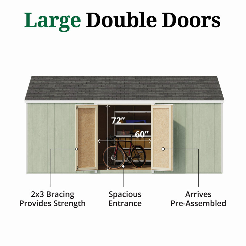 Value Gable Shed With Side Entry, 106.5'' H x 144'' W x 216'' D, No