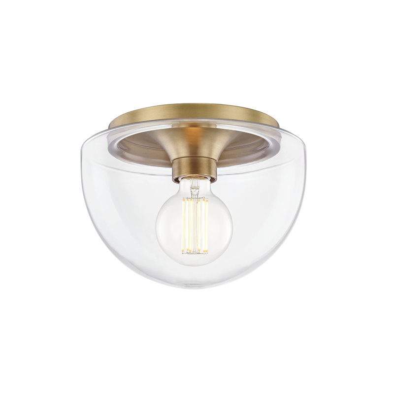 Plafonnier encastré 1 lumière Alexi, Laiton vieilli, H 7 po x l 10 po x P 10 po