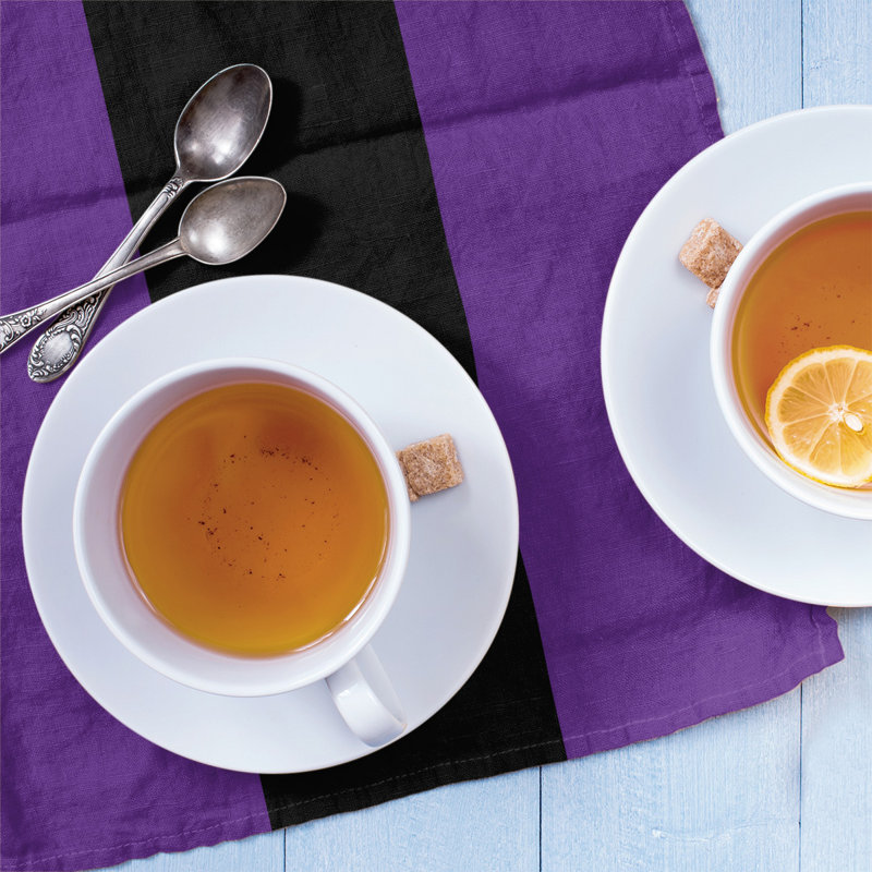 Tea Towel Kitchen Towel, Cotton Blend, Purple/Black/Purple