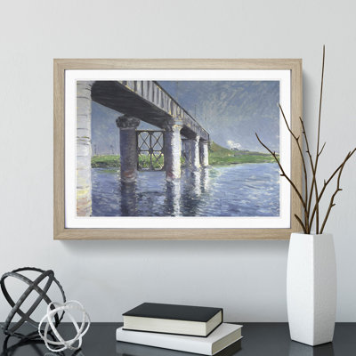 The Seine and the Railroad Bridge by Gustave Caillebotte - Framed Print