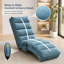 Chaise longue rembourrée de luxe avec vibration pour la détente, fauteuil inclinable moderne en tissu à dossier fixe pour le salon / la chambre à coucher