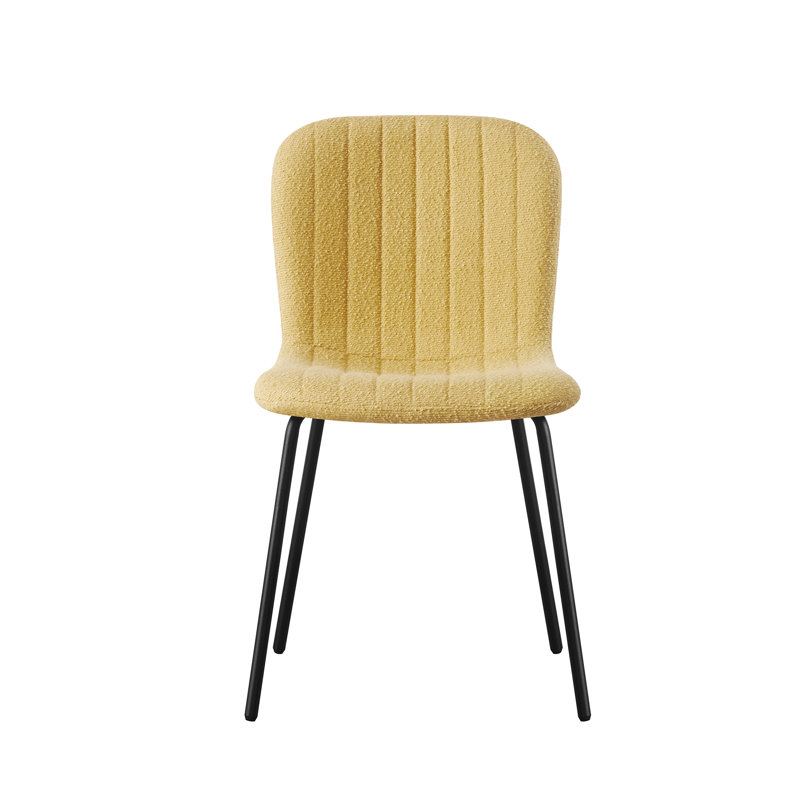 Linen Fabric Dining Chairs Upholstered Chairs, Yellow, Set Of 6
