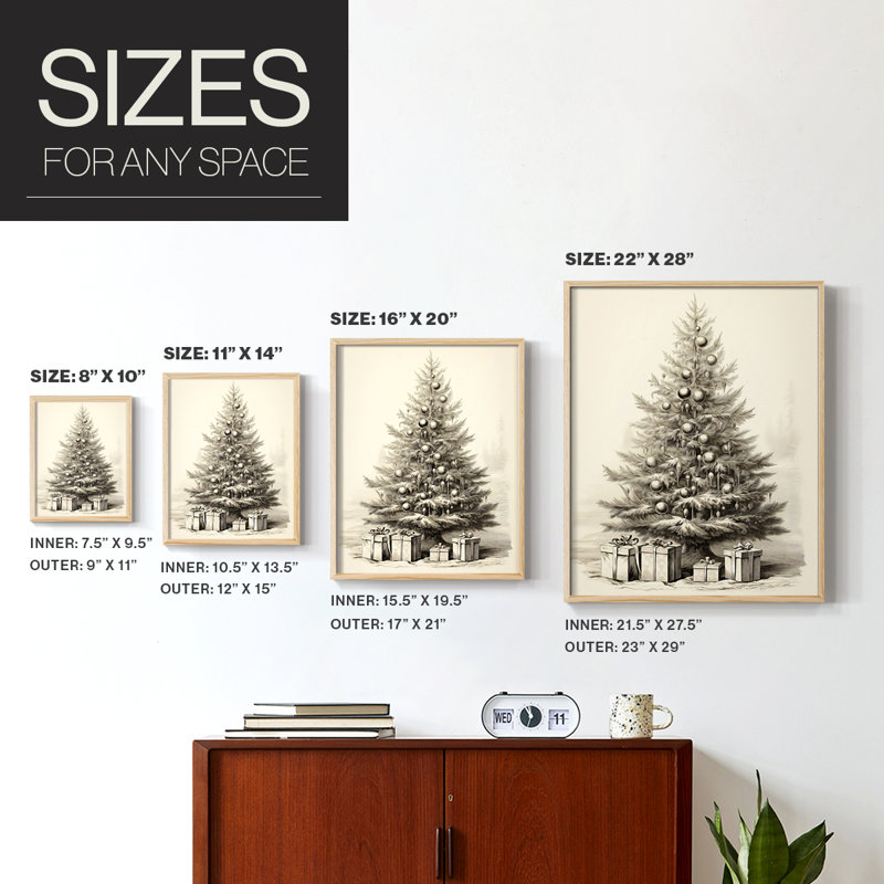 «Christmas Holiday Art CDL XXXVII», reproduction encadrée - bois massif, Naturel, H 11 po x l 9 po