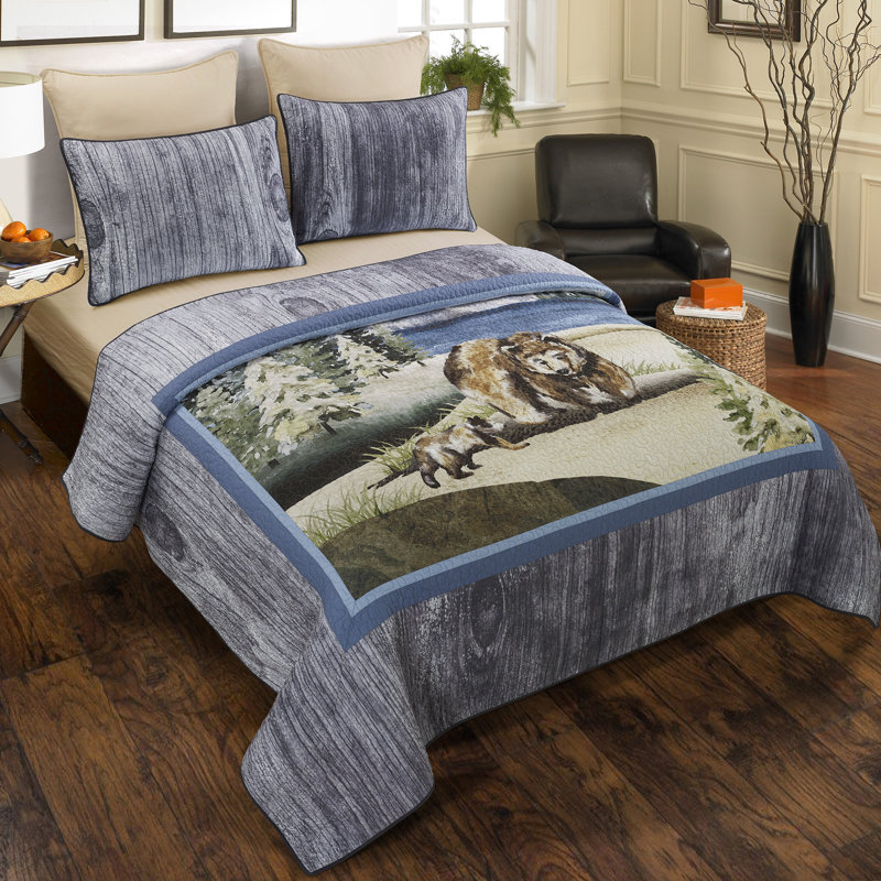 Donna Sharp Montana Morning 3PC Cotton Quilt Set, Queen Quilt + 2 Shams