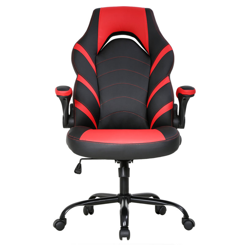 Inbox Zero Adjustable Reclining Ergonomic Faux Leather Swiveling PC & Racing Game Chair, Red Faux leather