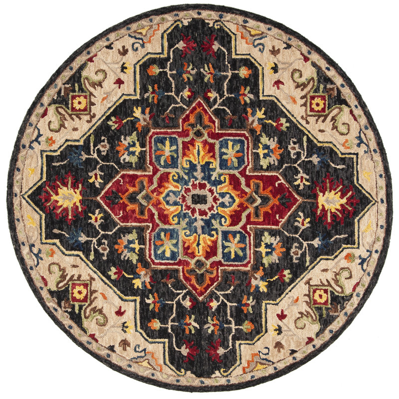 Portis Hand Tufted Wool Oriental Rug, Round 3'