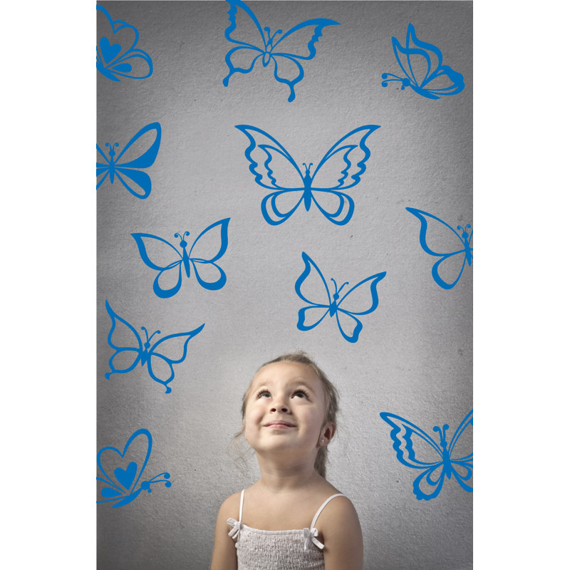 Adhésif décoratif papillon, Bleu azur, H 55 po x l 58 po x P 0,01 po