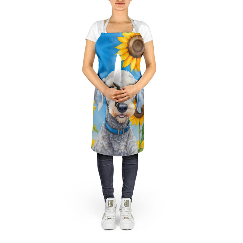 Bedlington terrier en tablier tournesols