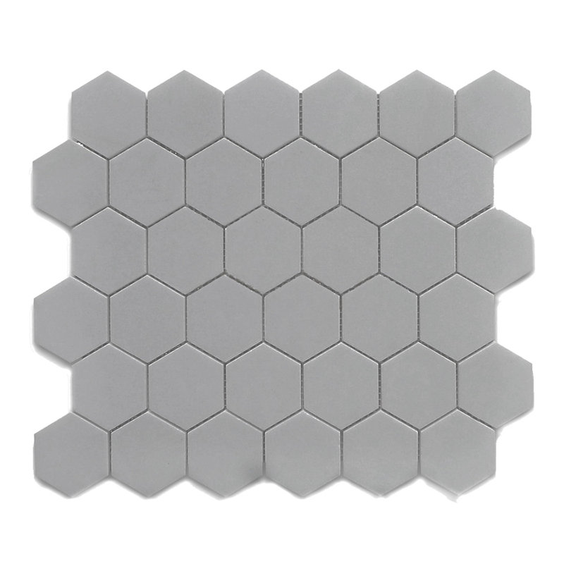 Gray Matte 2"x2" Hexagon mosaic - 12x12 Porcelain tile for Kitchen Backsplash & Bathroom Wall (Set of 20), Gray