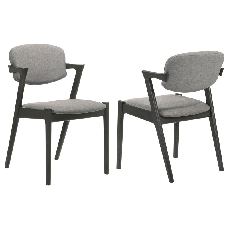 Chaise avec accoudoirs de salle à manger Artresha , Tissu gris foncé, Noir